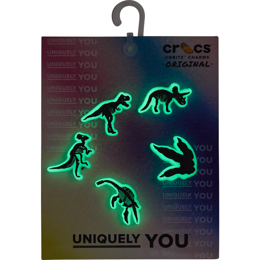Crocs Trusted Glow In The Dark Dino 5 Pack Jibbitz Shoe Charm