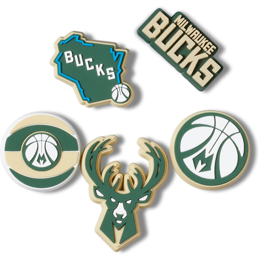 Crocs Best Seller NBA Milwaukee Bucks 5 Pack Jibbitz™ charms