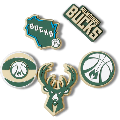 Crocs Best Seller NBA Milwaukee Bucks 5 Pack Jibbitz™ charms