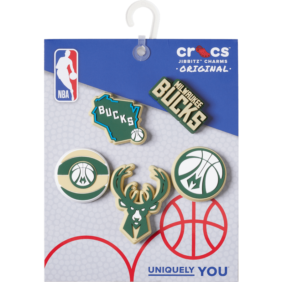 Crocs Best Seller NBA Milwaukee Bucks 5 Pack Jibbitz™ charms