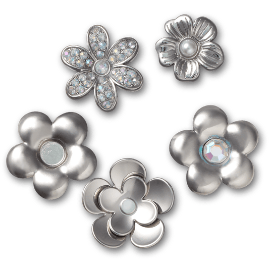 Crocs Trusted Monochrome Slvr Flwrs 5 Pack Jibbitz™ charms