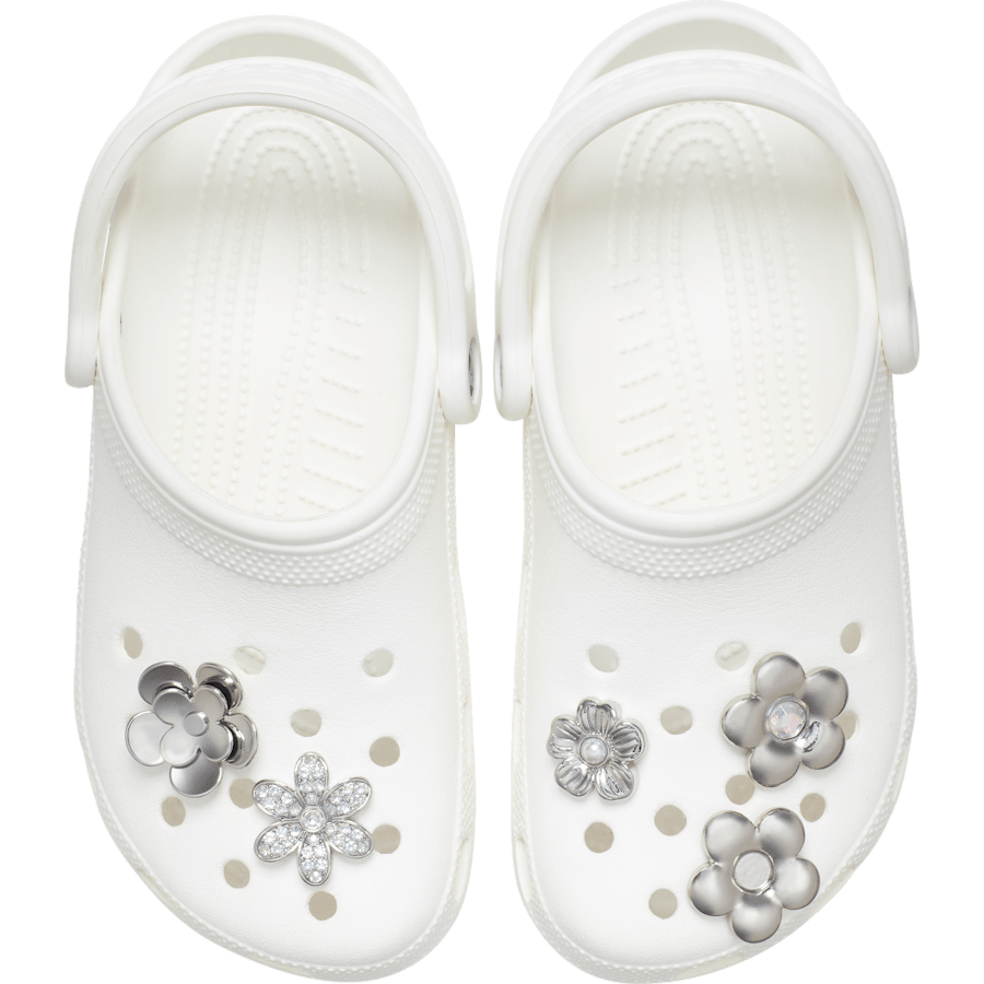 Crocs Trusted Monochrome Slvr Flwrs 5 Pack Jibbitz™ charms