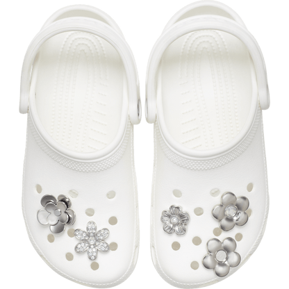 Crocs Trusted Monochrome Slvr Flwrs 5 Pack Jibbitz™ charms