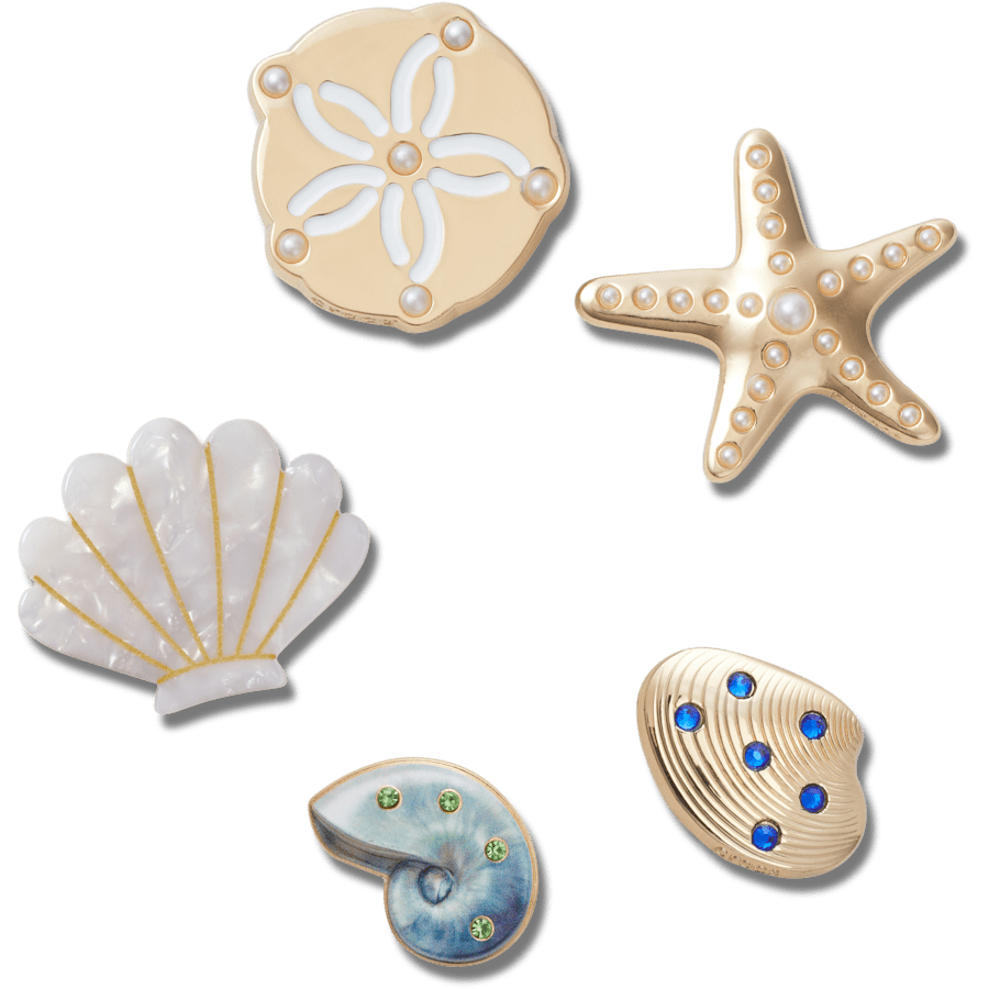 Crocs Latest Gold Seashell 5 Pack Jibbitz™ charms