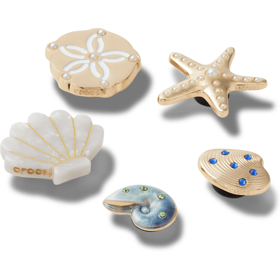 Crocs Latest Gold Seashell 5 Pack Jibbitz™ charms