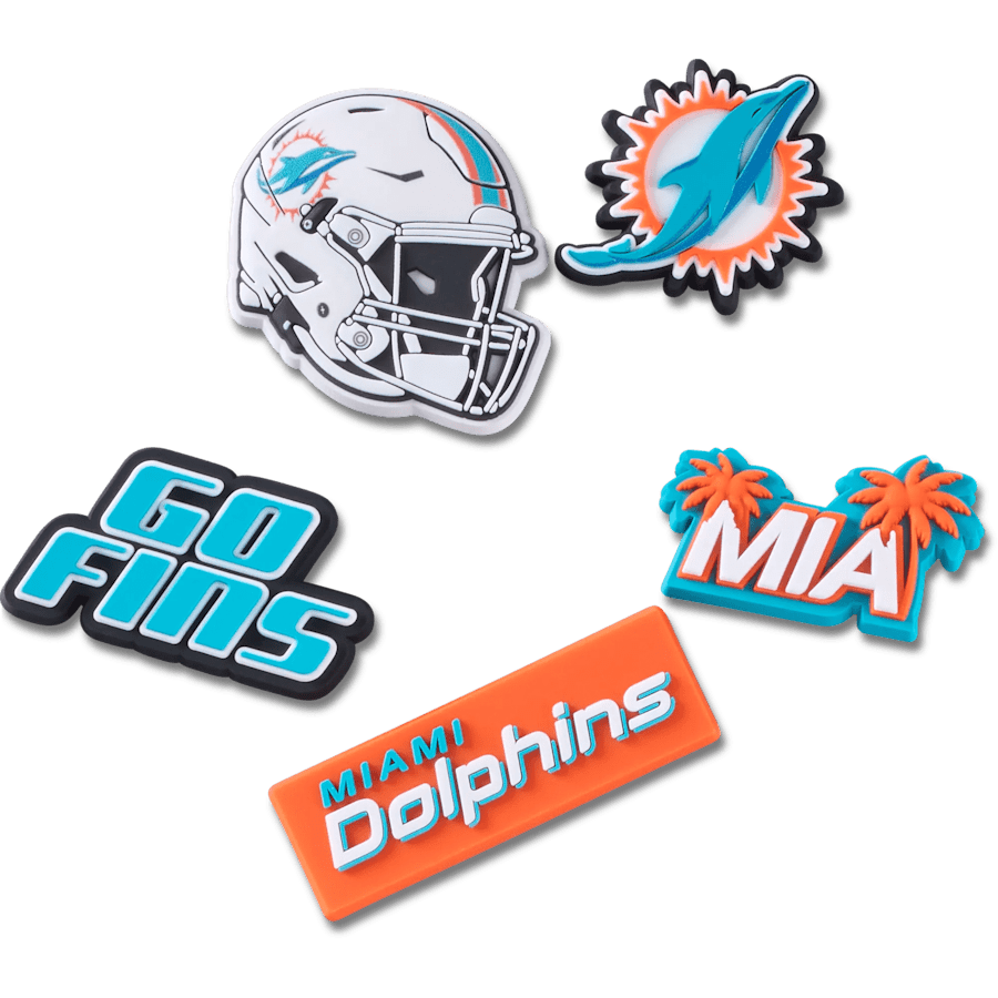 Crocs Essential NFL Miami Dolphins 5 Pack Jibbitz Shoe Charm