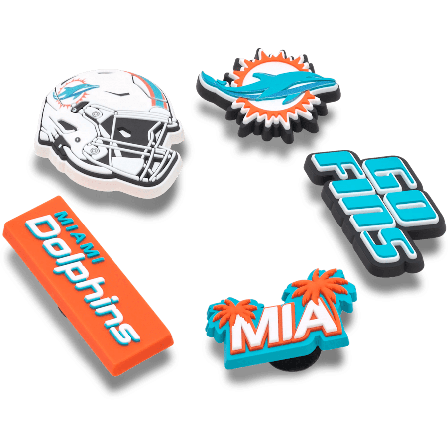Crocs Essential NFL Miami Dolphins 5 Pack Jibbitz Shoe Charm