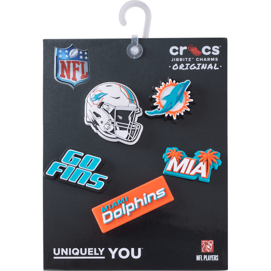 Crocs Essential NFL Miami Dolphins 5 Pack Jibbitz Shoe Charm