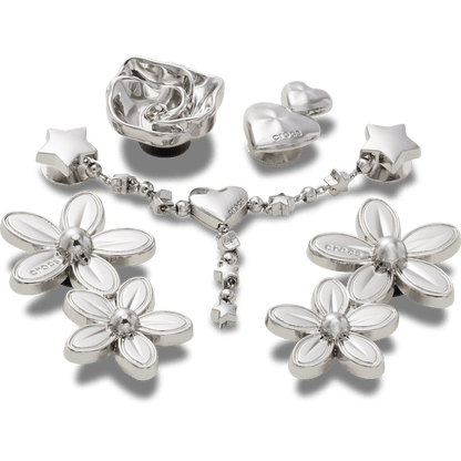 Crocs Signature Silver Meta Floral 5 Pack Jibbitz™ charms