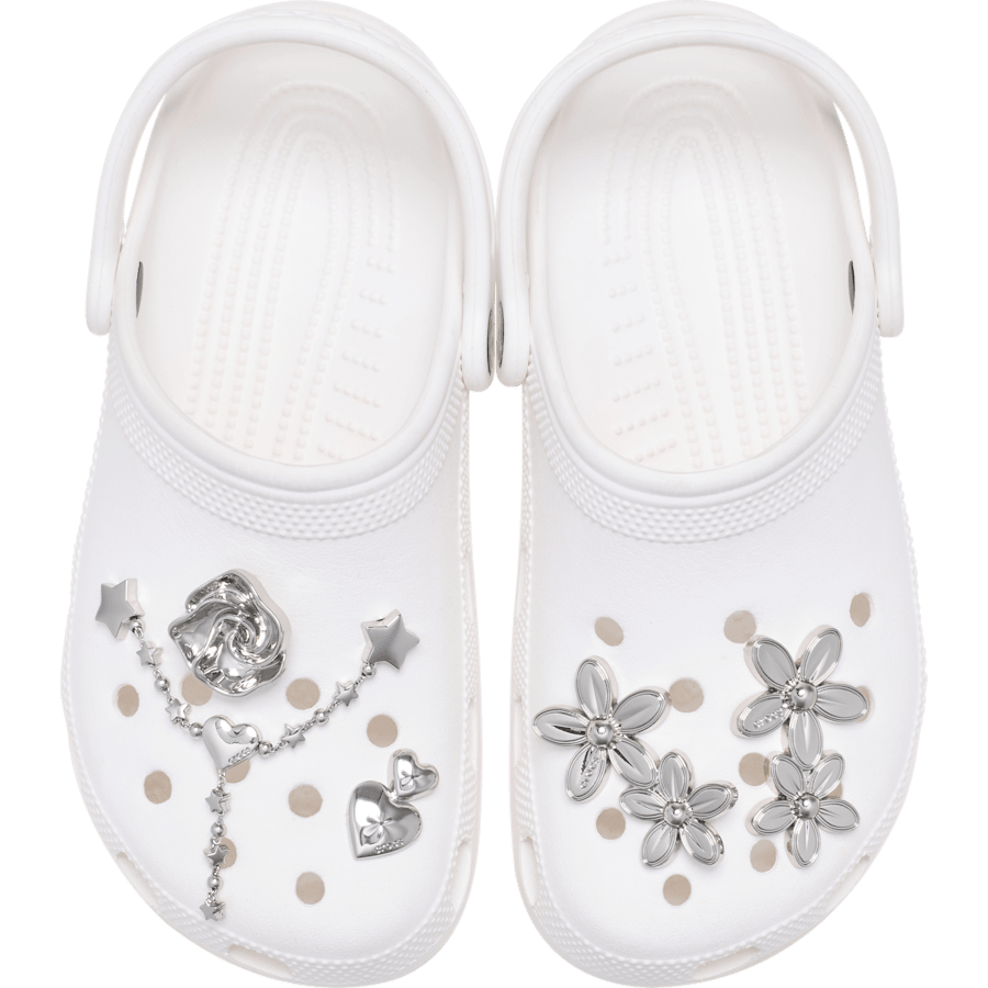 Crocs Signature Silver Meta Floral 5 Pack Jibbitz™ charms