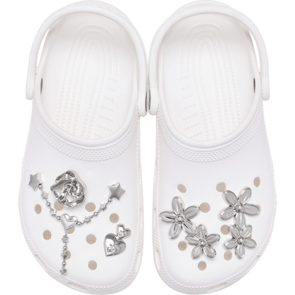 Crocs Signature Silver Meta Floral 5 Pack Jibbitz™ charms