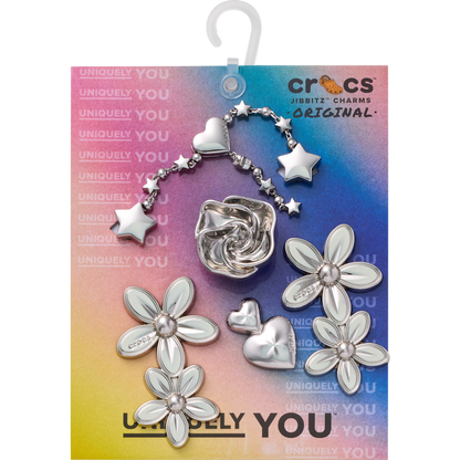 Crocs Signature Silver Meta Floral 5 Pack Jibbitz™ charms