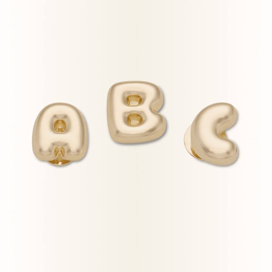 Crocs Hot Sale Gold Bubble Letter A-Z Jibbitz™ charms
