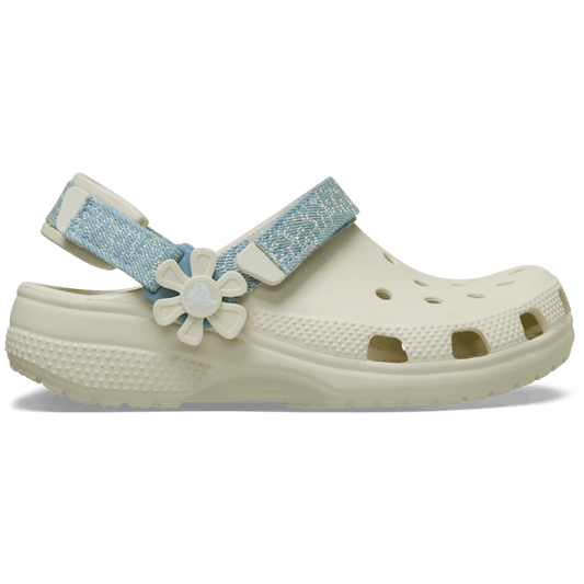 Crocs Best Seller Kids’ Classic Denim Flower Adjustable Backstrap Clog