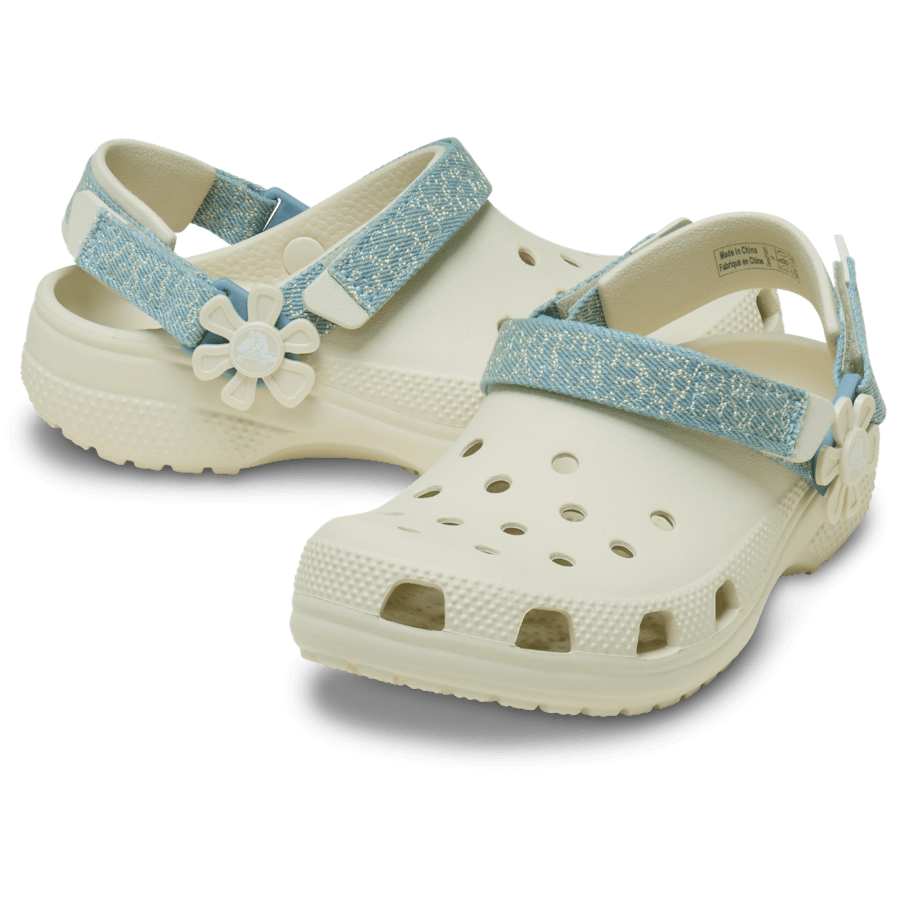 Crocs Best Seller Kids’ Classic Denim Flower Adjustable Backstrap Clog