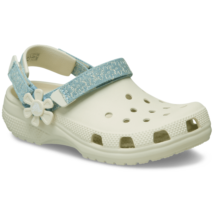Crocs Best Seller Kids’ Classic Denim Flower Adjustable Backstrap Clog