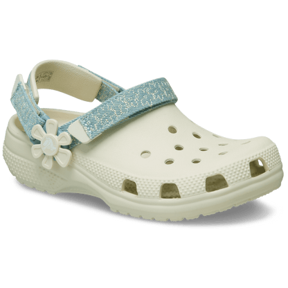 Crocs Best Seller Kids’ Classic Denim Flower Adjustable Backstrap Clog