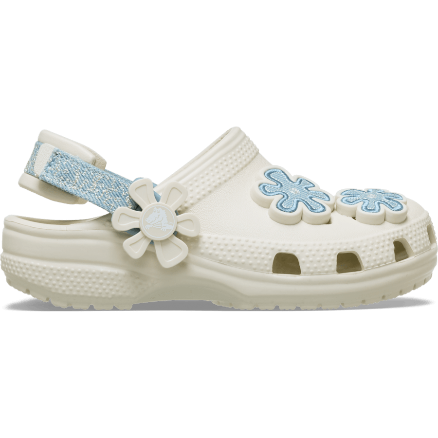 Crocs Trusted Toddler Classic Denim Flower Adjustable Backstrap Clog