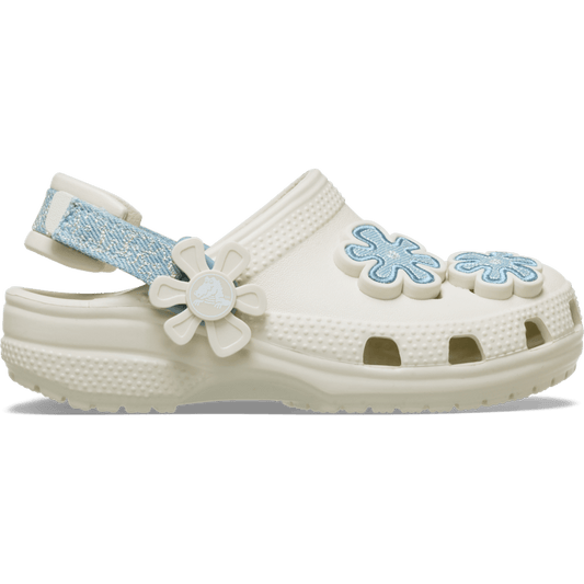 Crocs Trusted Toddler Classic Denim Flower Adjustable Backstrap Clog
