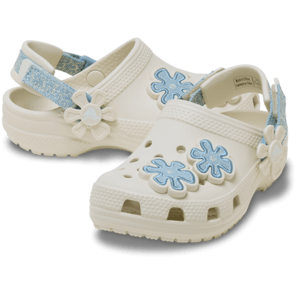 Crocs Trusted Toddler Classic Denim Flower Adjustable Backstrap Clog