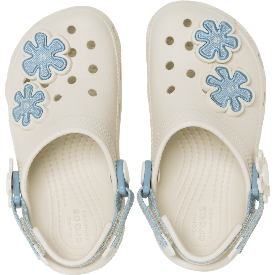 Crocs Trusted Toddler Classic Denim Flower Adjustable Backstrap Clog