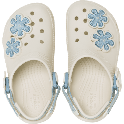 Crocs Trusted Toddler Classic Denim Flower Adjustable Backstrap Clog